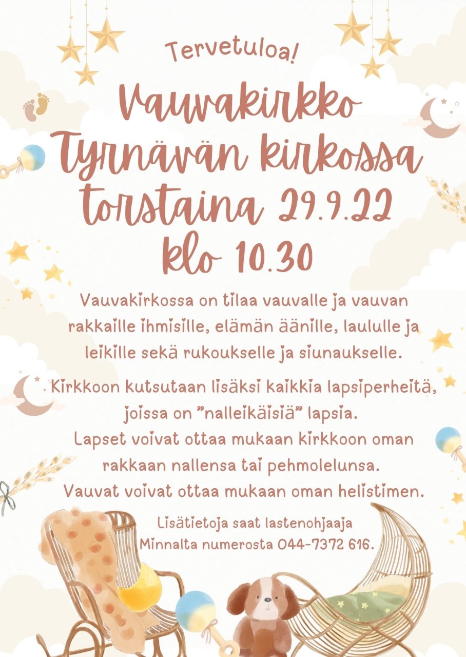 Vauvakirkko Tyrnävän kirkossa to 29.9. klo 10.30